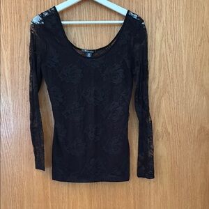 Bozzolo Black Fitted sheer back Long Sleeve Top